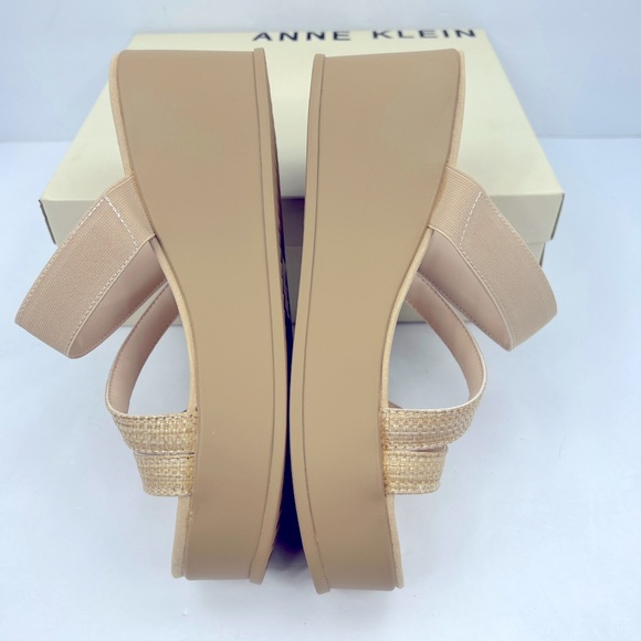 ANNE KLEIN, AKVELMA NATURAL RAFFI SLIP ONS PLATFORM ELASTIC TOP,CUSHION SOLE 9.5 - Picture 9 of 16